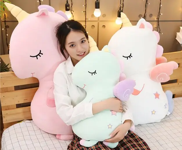 lovely cartoon unicorn plush toy down cotton horse soft doll throw pillow toy birthday gift b2870