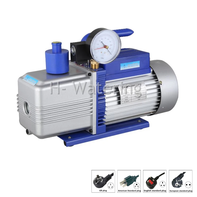2 Stage Rotary Vane Vacuum Pump HVAC 0.3Pa 10/12CFM+ Precision Gauge+ Electromagnetic Valve