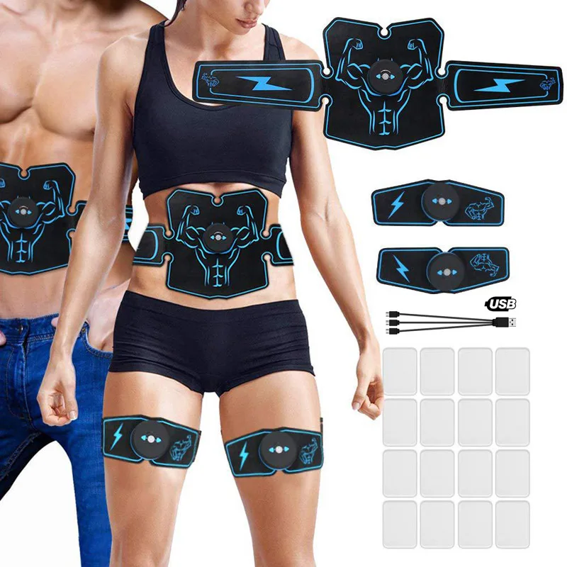 EMS Abdominal Muscle Stimulator Waist Trainer Abs Fitness Equipment Training Massage Muscles Electrostimulator Toner At Home Gym