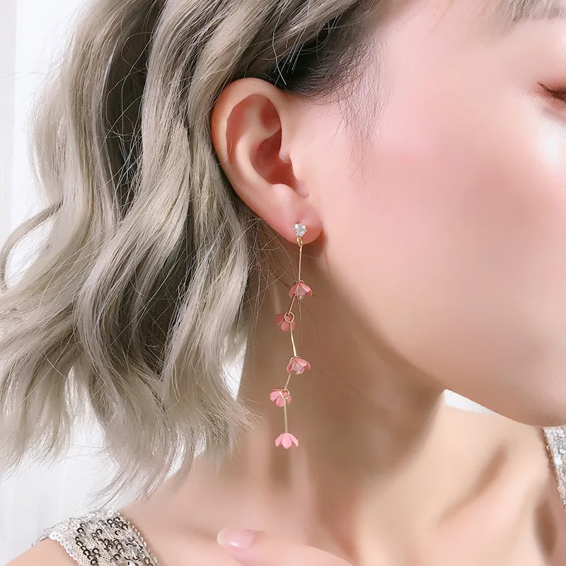 Pink Flower DEL LUNA Hotel IU Korean dramas TV Fashion Eardrop Elegant For Women Earrings brincos ornament