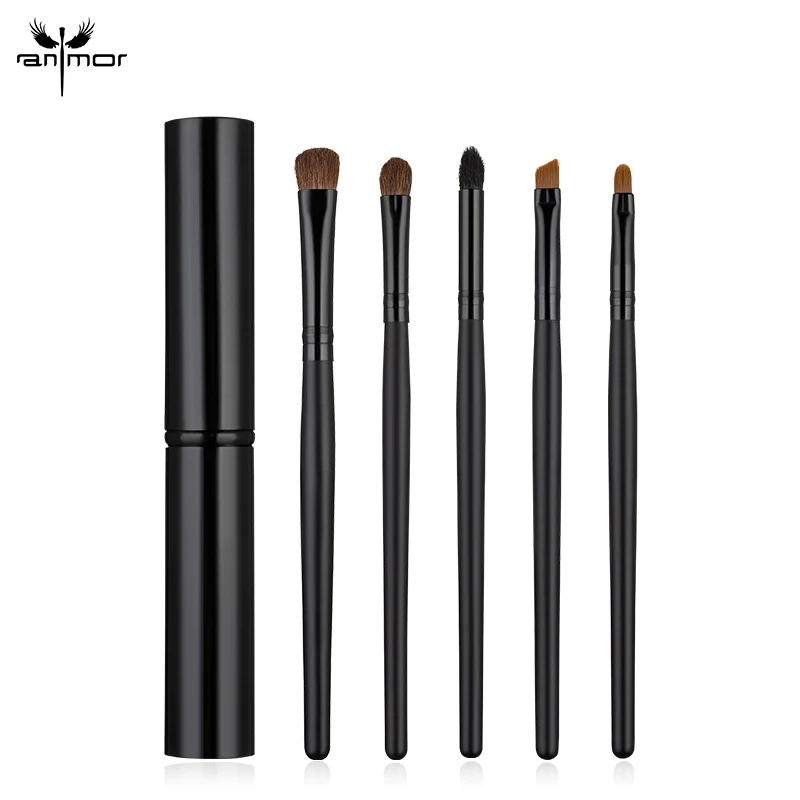 Anmor 5Pcs Makeup Brushes Set Professional Eye Shadow Blending Eyebrow Lip Liner Brush Make Up Brushes With Cylinder