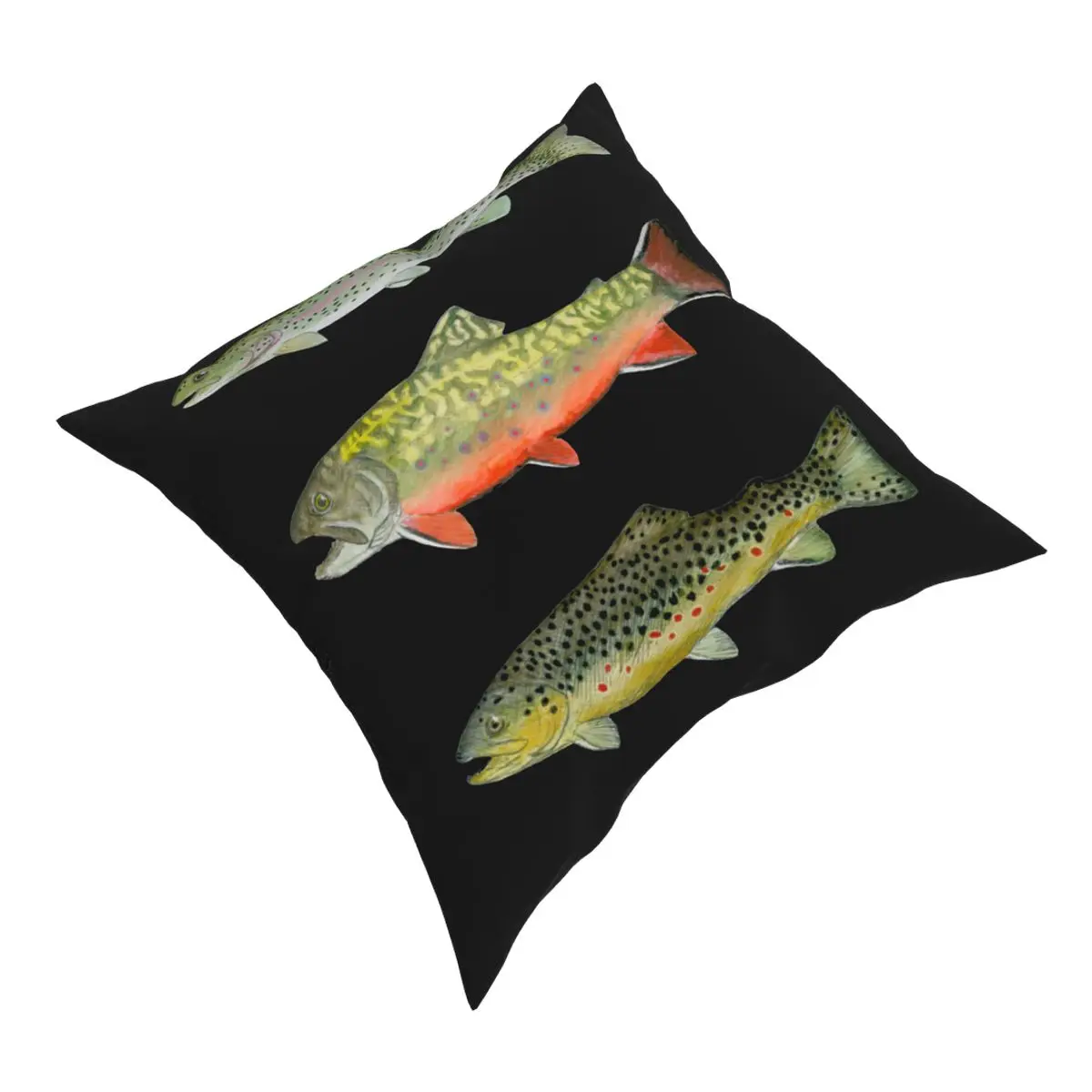 Brown Rainbow Trout Triad Pillowcase Home Decorative Fishing Fly Fishing Cushions Throw Pillow for Car Double-sided Printing