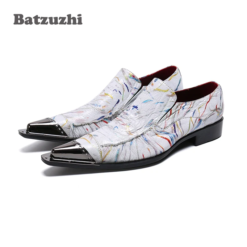 

Batzuzhi Italian Type Shoes Men Pointed Metal Tip Formal Business Dress Shoes Leather Shoes Male for Man Party and Wedding, US12