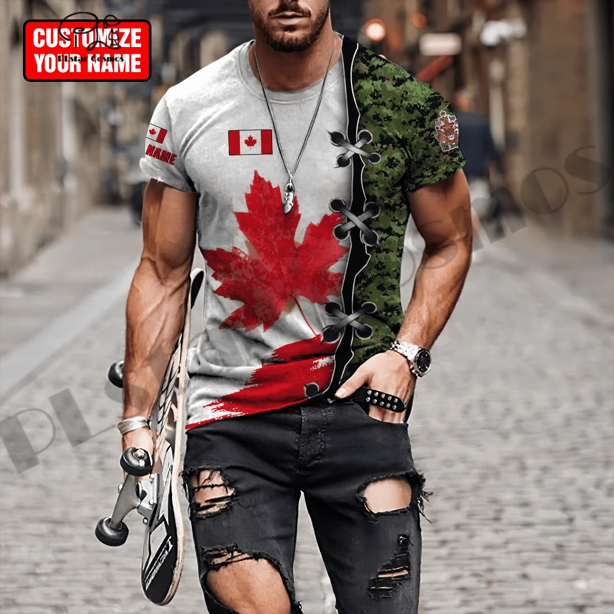 PLstar Cosmos 3DPrint Canada Flag Country National Culture Tattoos Turtle Man/Woman Harajuku Streetwear T-Shirts Short Sleeve -3