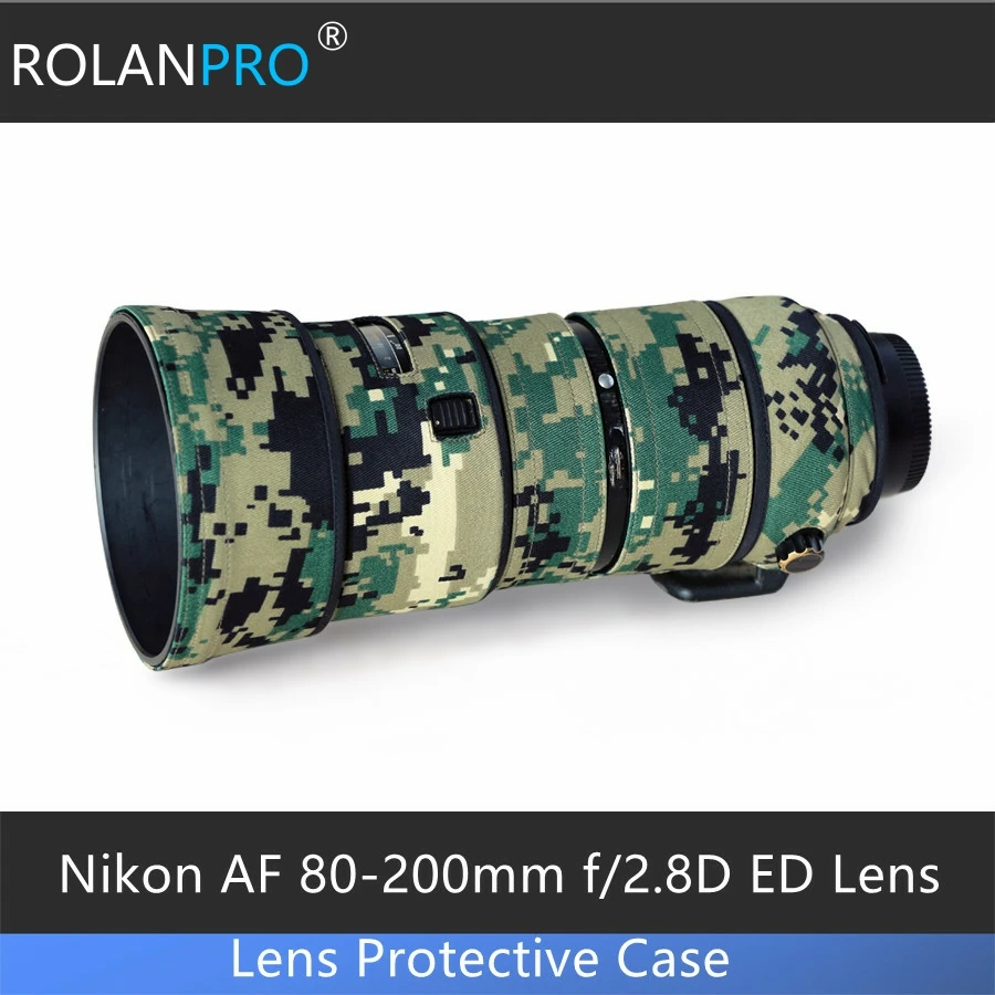 

Линзы ROLANPRO камуфляжный чехол от дождя для Nikon AF 80-200 мм f/2.8D ED, защитный чехол для объектива камеры Nikon