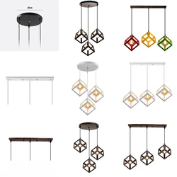 E27 Loft Industrial Retro Metal Cube Pendant Lamp Village Pendant Light Fixture for Living Room Kitchen Restaurant Hanging Lamp