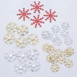 200Pcs 16/23/28mm Snowflake Applique for Party Christmas Decor Crafts DIY Headwear Hat Bow Tree Accessories Patches