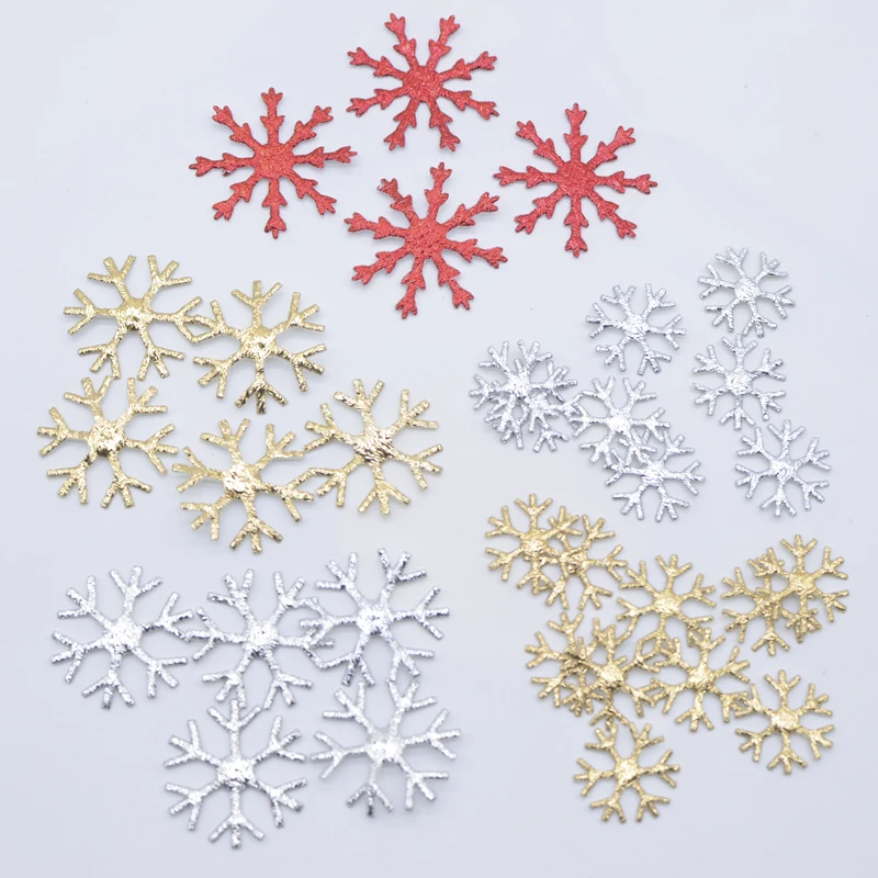 200Pcs 16/23/28mm Snowflake Applique for Party Christmas Decor Crafts DIY Headwear Hat Bow Tree Accessories Patches