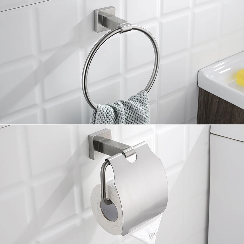 

Towel Rings Toilet Paper Holder Stainless Steel Round Bathroom Towels Holder Wall Mounted Hand Towel Rails for Kitchen Bath Room