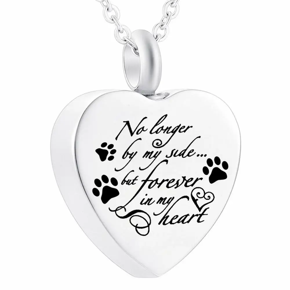 Cremation Jewelry for Ashes Love Heart Paw Print Pet Urn Necklace Pendant Memorial Ash Jewelry with Fill kit and Gift Velvet bag