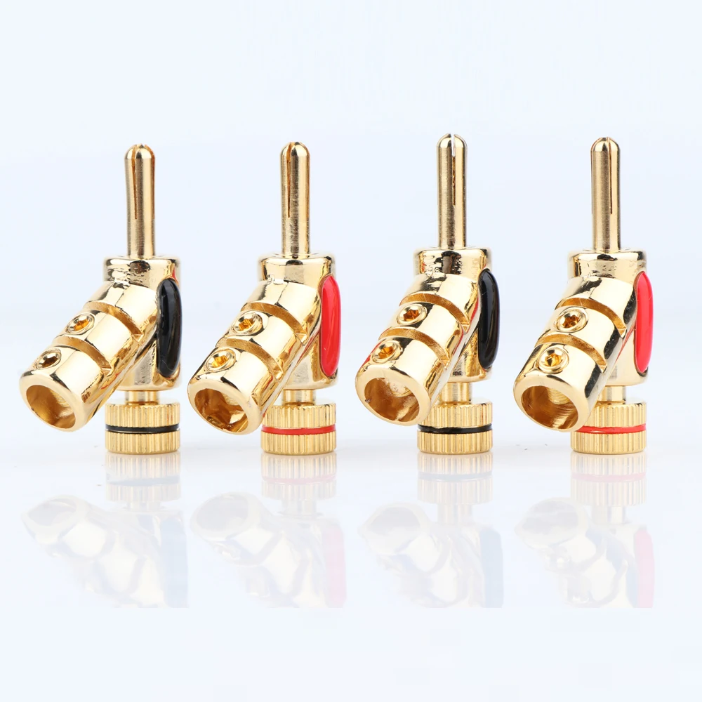 

BA1441 High Performance 24K Gold Plated Black&Red Banana Connectors 45Dgree Locking Banana Plug