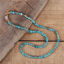 Yoga Tiny Turquoises Blue Jaspers Seed Beads Choker Necklace Boho Holiday Torques Necklace High Quality Jewelry Dropshipping