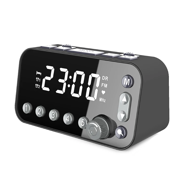 

Прикроватный цифровой светодиодный Будильник с двумя USB DAB/FM-радио, большой экран, двойной будильник, установка, ретро, бытовая техника, Прямая поставка