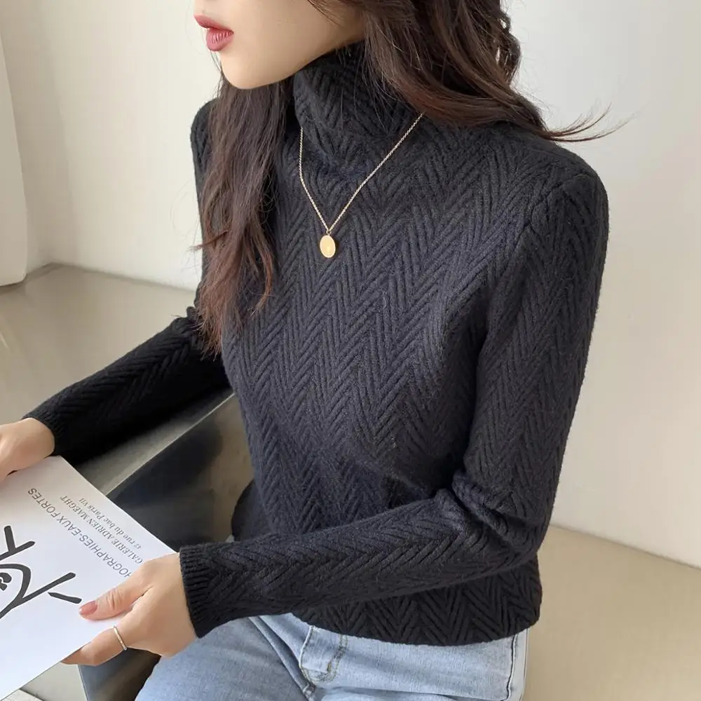 2024 Autumn Winter New High-Neck Cashmere Sweater Ladies Sweater Long Loose Knit Pullover Shirt