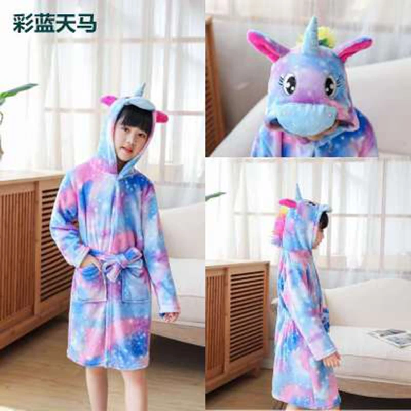 Winter Autumn Girls Animal Bathrobe Children Sleepwear Homewear Baby Beach Towels Unicorn Bath Robes Kids Clothes Boys Nightwear