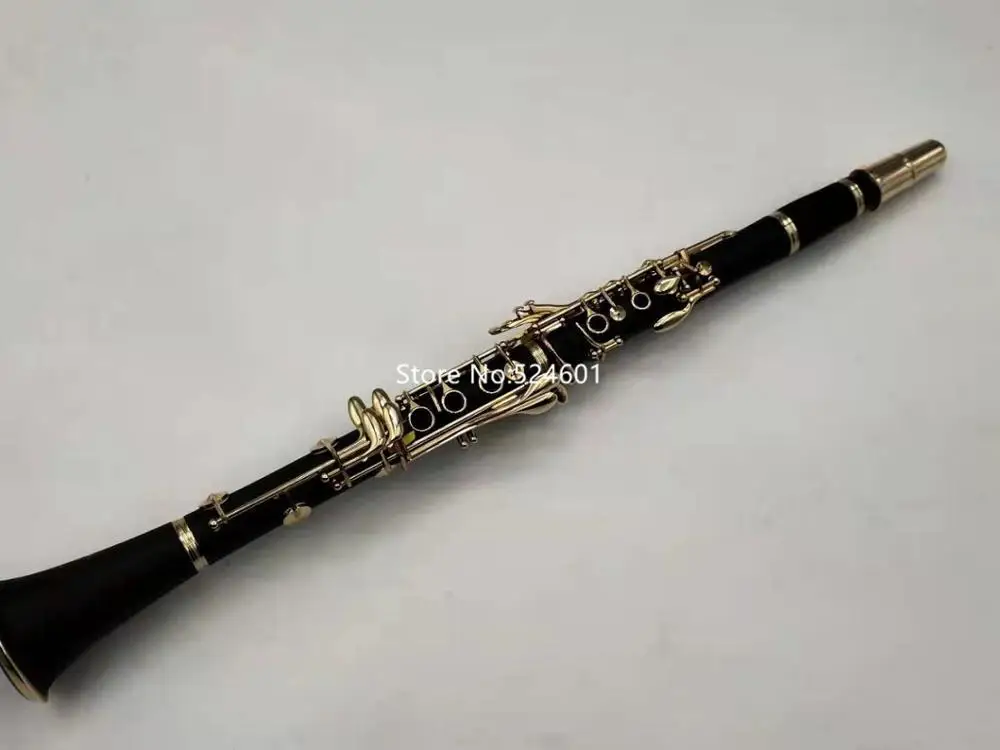 

High Quality Clarinet B Tone 17 Keys Ebony Wood Gold Plated Professional musical instrument With Case Free Shipping