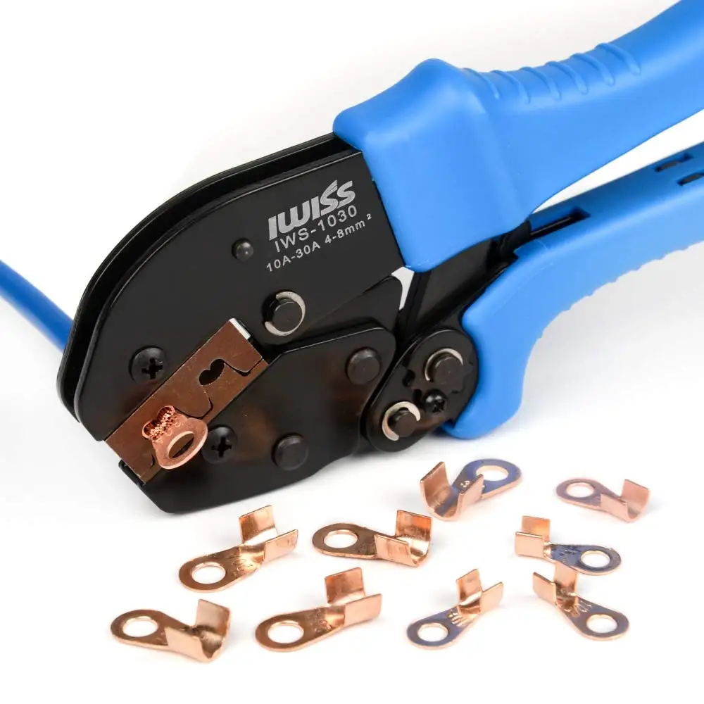 IWISS IWS-1030 Crimping Tools for OT Opening Terminals Capacity AWG11-8 Open Barrel Connectors Cable Lug Crimper Pliers