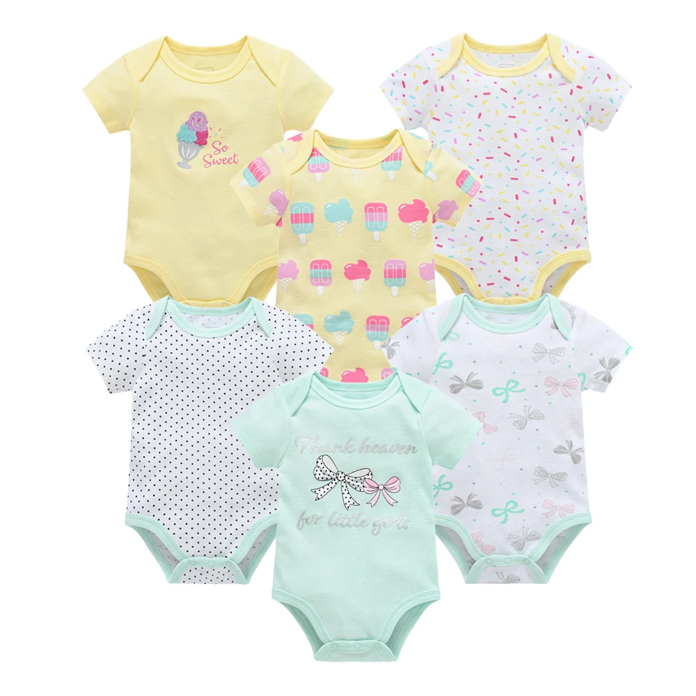 2024 New Summer Baby Bodysuit 3 6 Pcs/set Short Sleeve Cartoon Cotton Clothes Body bebe Newborn Clothes Infant Overalls