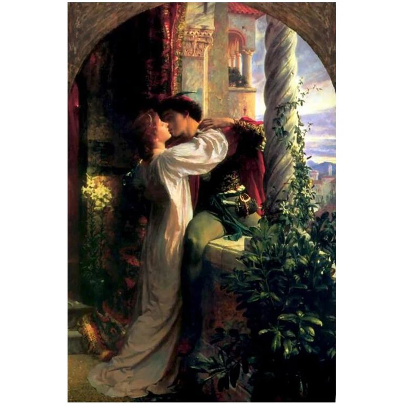 Classical Lover Story Romeo and Juliet 5D Diamond Painting DIY Round Full Diamond Embroidery Kit Home Decoration Crafts WG2637