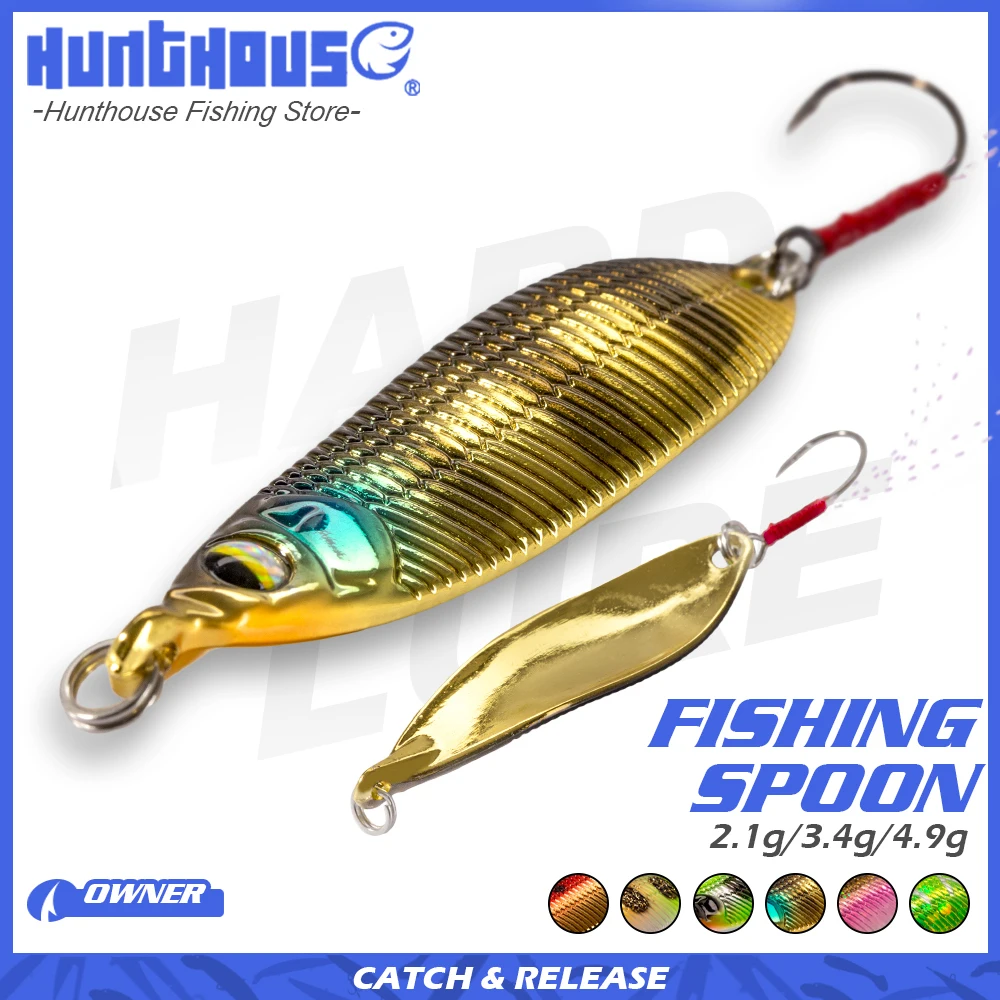 Hunthouse 2.1/3.4/4.9g sinking spoon fishing lure trout lure small Metal bait rolling spoons for fishing bass trout