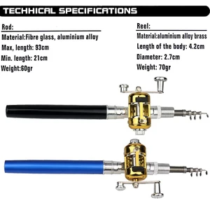 مجموعة بكرة بكرة صنارة الصيد ، قلم جيب تلسكوبي صغير ، قطب قضيب الصيد وبكرة أفضل 10 مبيعات بكرة قضيب - No2