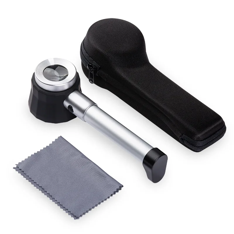 Handheld 45X Folding Linen Tester Metal Magnifiers Cloth Thread Counter Magnifier Magnifying Glass With Light Calibration