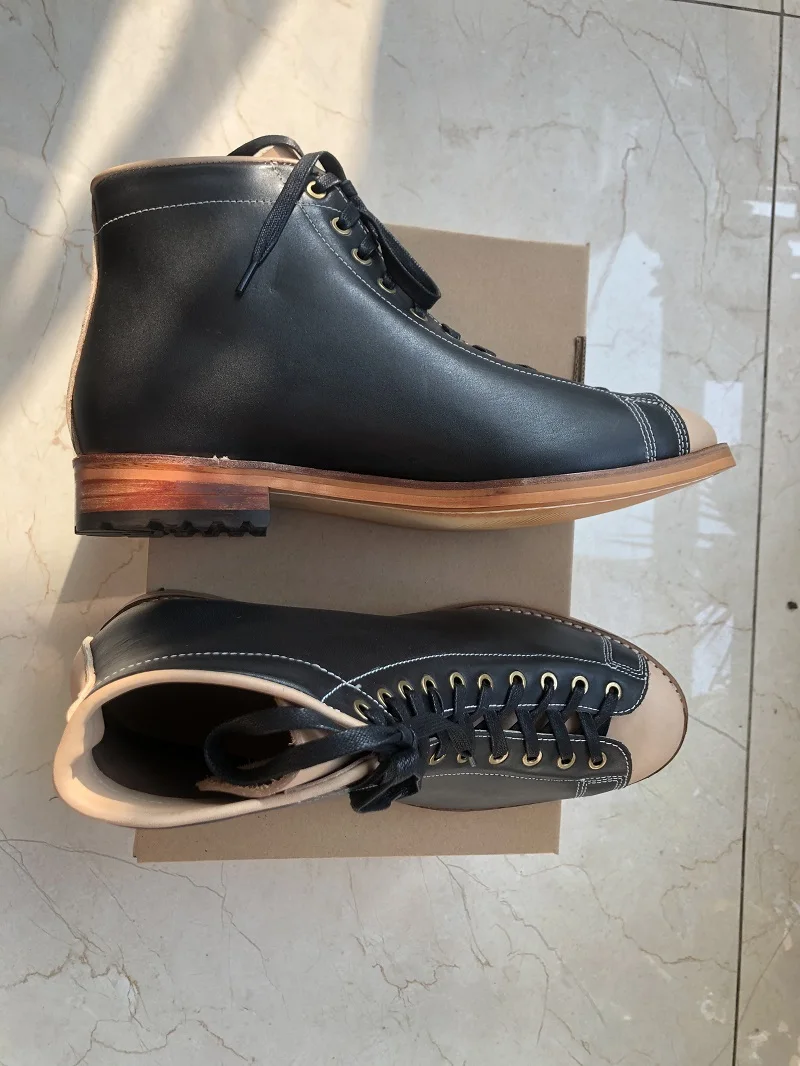 Szwy Goodyear-spawane męskie buty Chelsea wysokiej jakości skóra bydlęca męskie ręcznie robione buty w stylu Vintage — zdjęcie 7