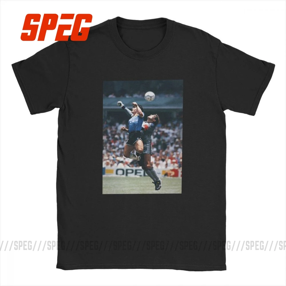 Maradona 86 The Hand Of God T-Shirts for Men Unique 100% Cotton Tee Shirt O Neck Short Sleeve T Shirts Summer Clothes