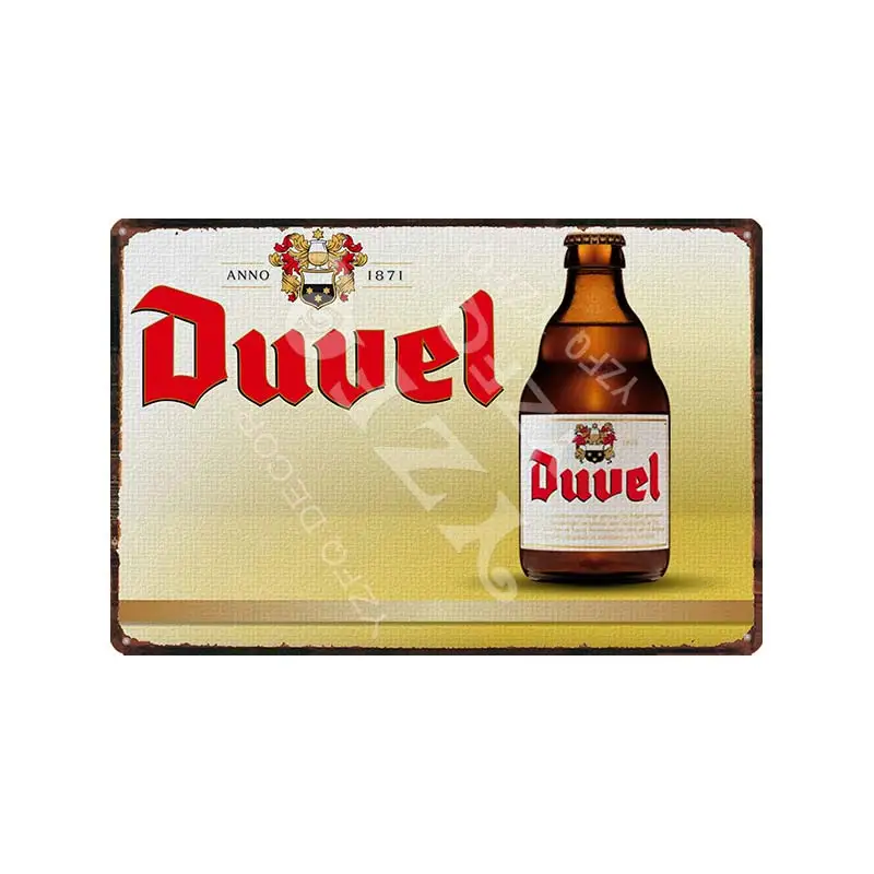 Belgium Beer Duvel Vintage Metal Tin Sign Retro Plates For Wall Bar Pub Art Kitchen Coffee Home Decor 8x12inch Gift DU-9287B