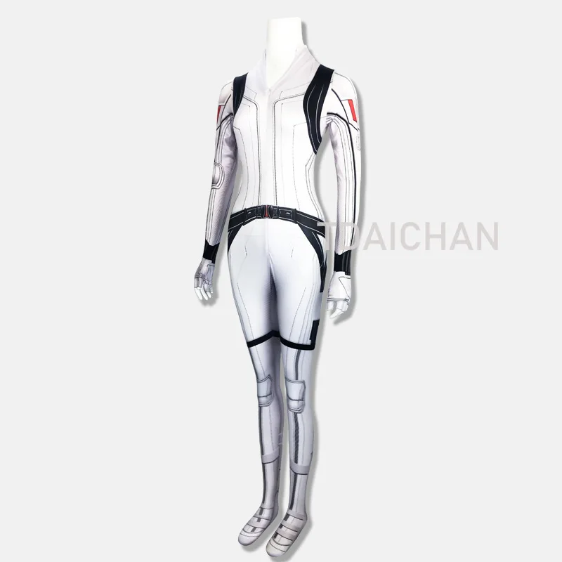 2021 New Movie Black Widow Women Natasha Romanoff Cosplay Bodysuit White Zentai Jumpsuit Costume Kids Adults