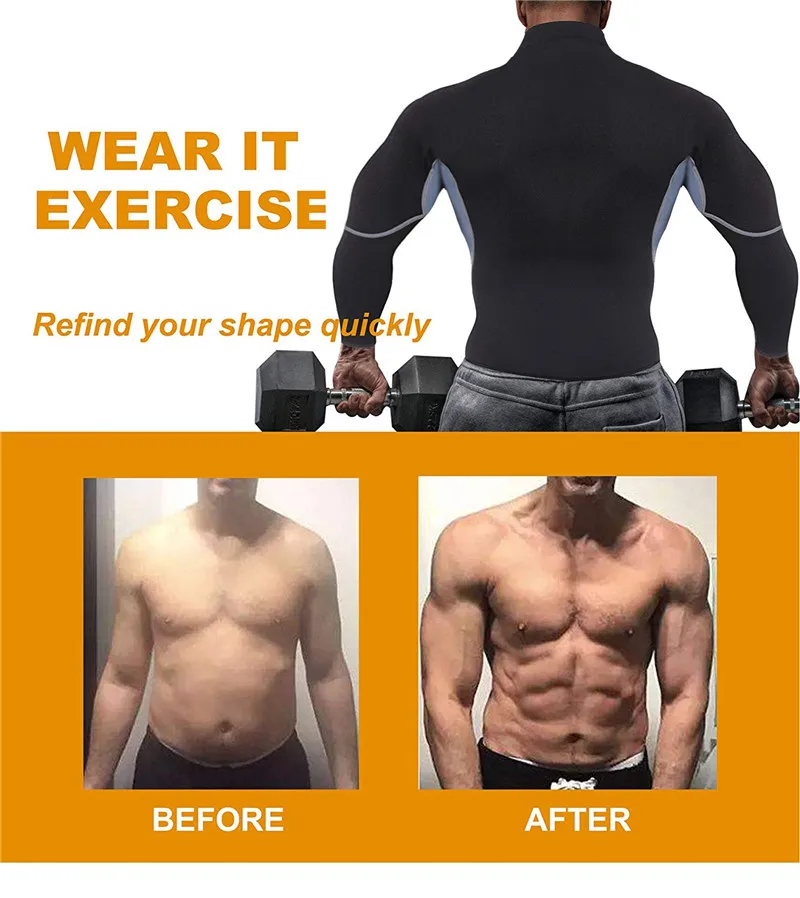 SEXYWG Yoga Top Men HOT Shirts Sport Jacket with Long Sleeve Fitness Tight Weight Loss Neoprene Sauna Waist Trainer Body Shapers