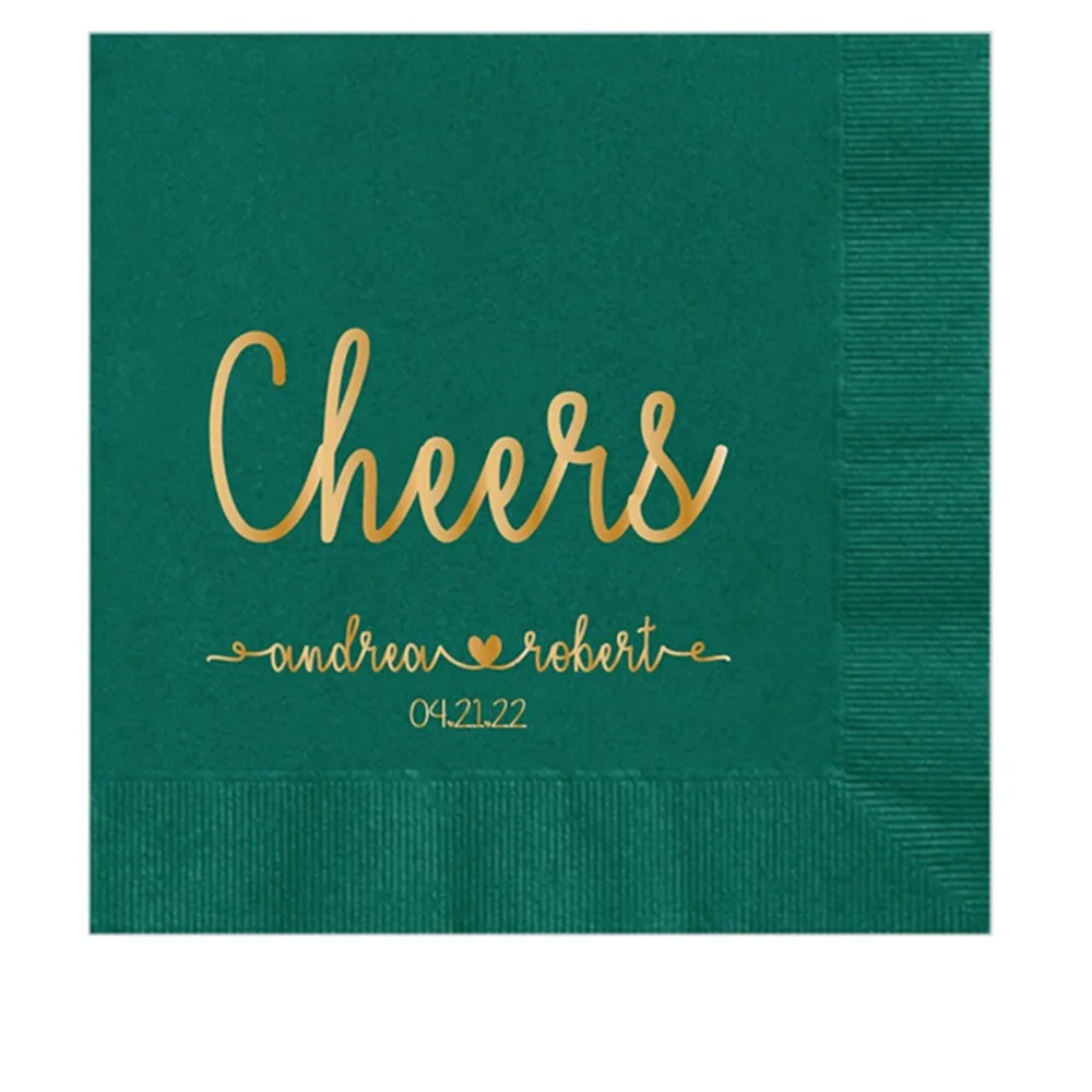 Personalized Wedding Napkins Personalized Heart Connected Cheers Monogram Napkins Custom Bar Napkins Reception LOTS of COLORS