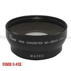 55mm 0.45X Wide Angle Lens with Macro For Canon Nikon Pentax Sony Panasonic(Black)