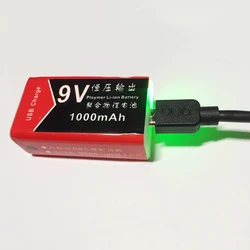 USB Charging 9V 1000mAh Li-ion Battery USB Rechargeable battery 9v lithium for Multimeter Microphone Toy Remote Control KTV Use