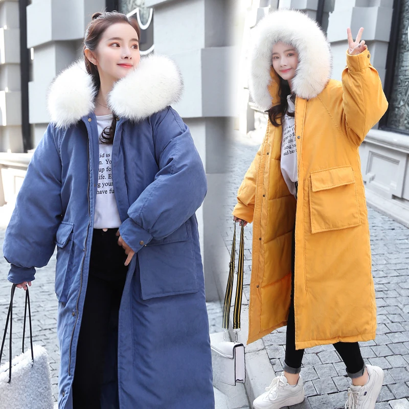 Parkas Mujer 2020 Long Winter Jacket Women Coat Korean Parka Fur Collar Large Size warm padded womens jackets KJ2471