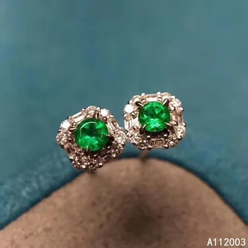 

KJJEAXCMY Fine Jewelry 925 sterling silver inlaid natural gemstone Emerald female earrings Ear studs fashion support detection