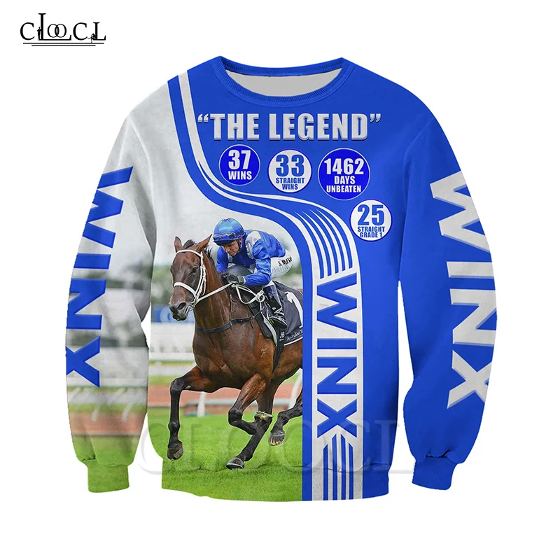 CLOOCL Animal Champion Medal Horse Racing 3D Print Hoodies Sweatshirt Winter Autumn Long Selvee Harajuku Hoodies Zipper Coat