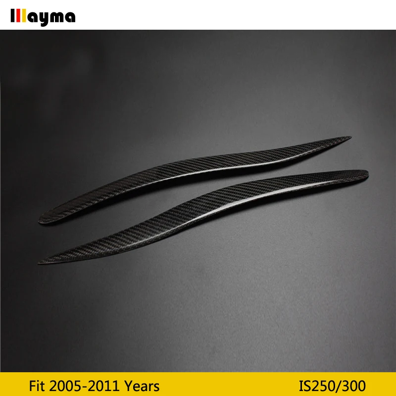 For Lexus IS250 300 2005 - 2011 IS Carbon fiber headlight covers eyelid Fiber glass front lamp decorative eyebrow sticker 2pcs