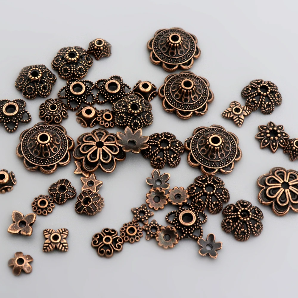150 sztuk mieszane tybetańska miedź Vintage Metal luźne koraliki dystansowe czapki do tworzenia biżuterii DIY znalezienie akcesoria dostaw hurtowych