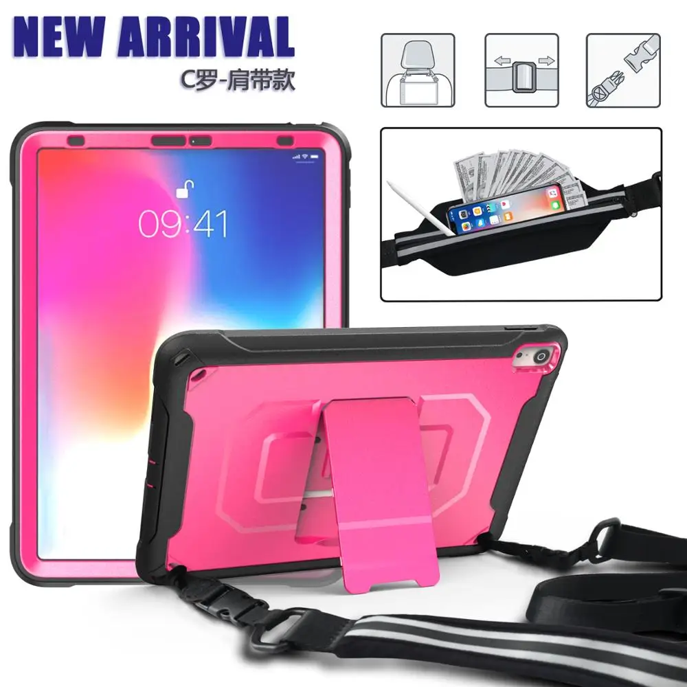 Case For iPad Pro 11 inch 2018 A1980 A2013 Heavy Duty Shockproof Cover Stand Hand Neck Strap Pencil Holder Funda For iPad Pro 11