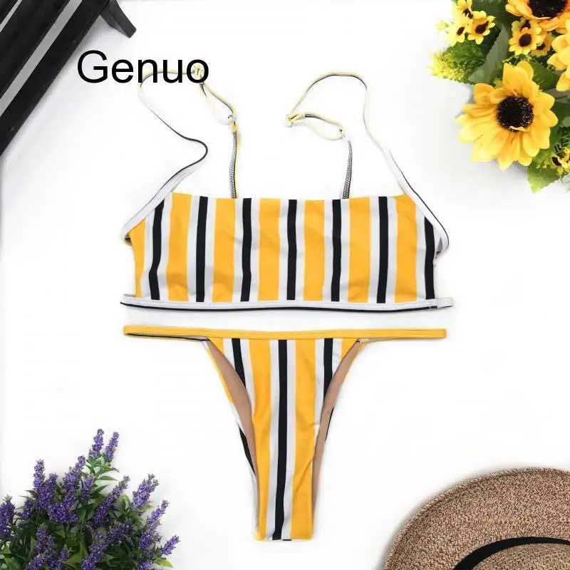 Conjunto de Bikini con Tanga sexy para mujer, traje de baño de realce acolchado, ropa de playa brasileña, Bikini femenino