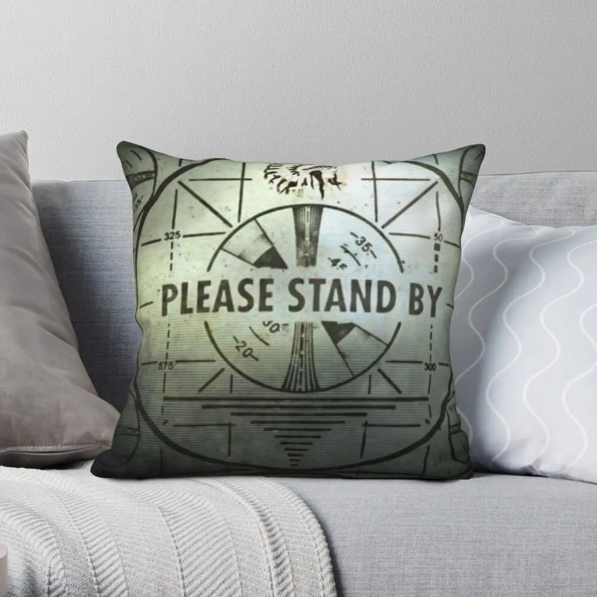 Please Stand By Square Pillowcase Polyester Linen Velvet Creative Zip Decorative Pillow Case Home Cushion Case