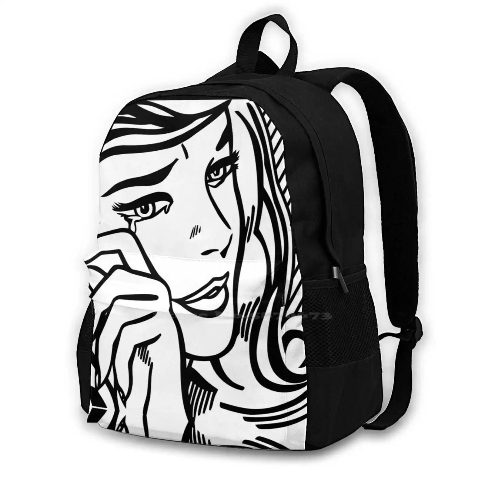 A Pop Art Vectorised And Reworked Of Roy Lichtenstein Black And White Travel Laptop Bagpack School Bags Teenysophia Pop Art 60s