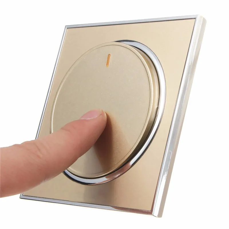 White Gold  Light Switch 1 Gang 1 Way Acrylic Panel Home Button LED Wall Light Lamp Switch Panel Control 250V 10A for home