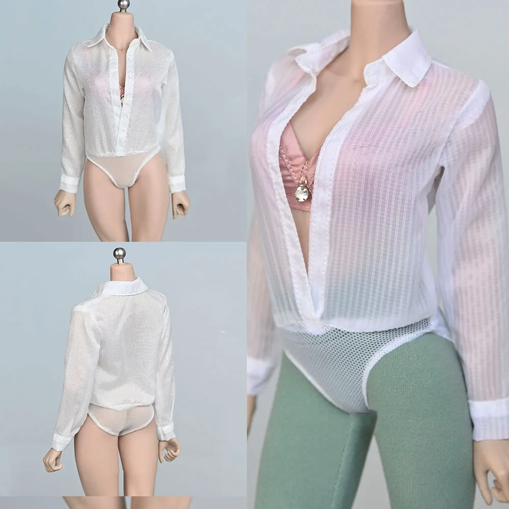 

In Stock 1/6 Scale Sexy Female Soldier One-Piece Shirt Lightweight and Translucent Clothes Model for 12 inches Body