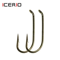 ICERIO 500/1000 Uds anzuelo para atar moscas seco húmedo ninfa camarones Caddis Pupa Streamer anzuelo de acero al carbono anzuelo para moscas estándar aparejos