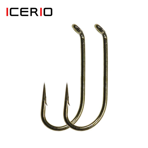 ICERIO 500/1000 Uds anzuelo para atar moscas seco húmedo ninfa camarones Caddis Pupa Streamer anzuelo de acero al carbono anzuelo para moscas estándar aparejos