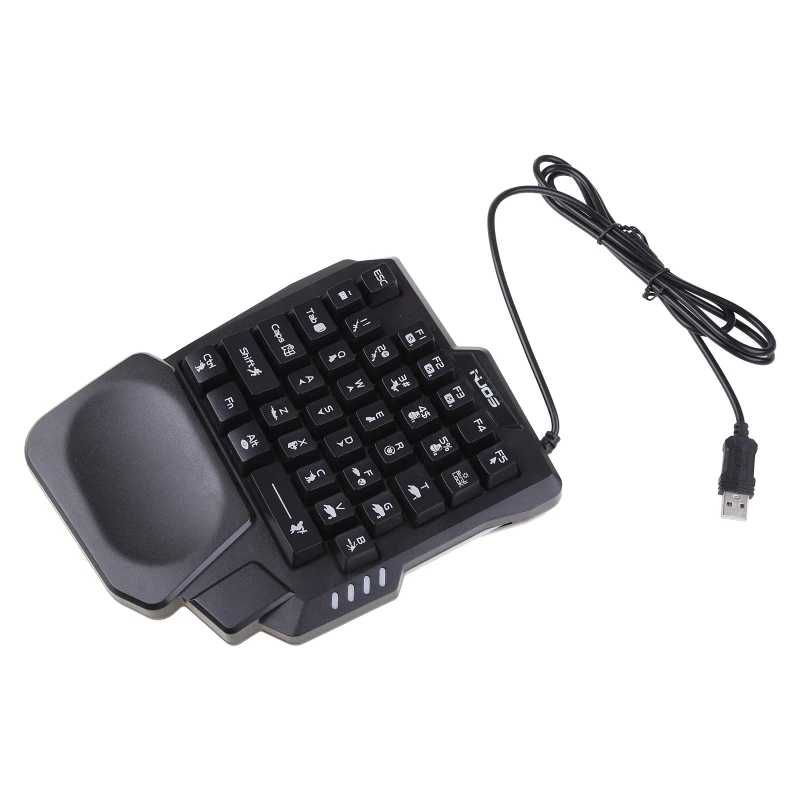 USB Wired One Handed Mini Keyboard for Laptop PC Phone Tablet With RGB Backlight for Chicken Game Popular 35 Keys