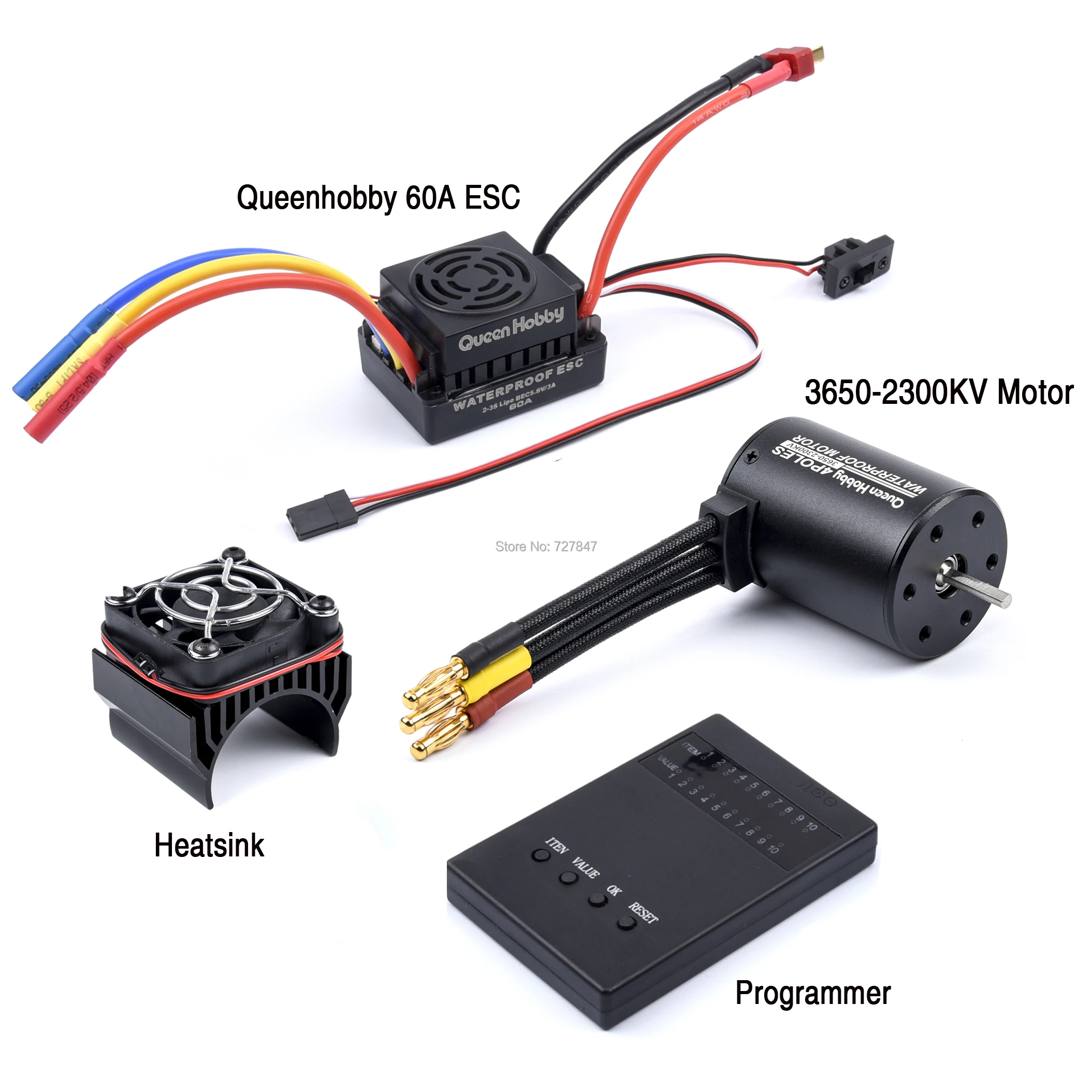 3650 2300KV Brushless Motor & 45A 60A 80A 120A ESC with Program Car Combo for 1:10 RC Car RC Boat Part