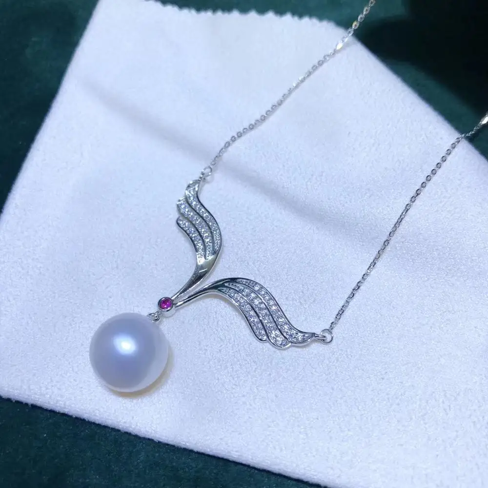 

Angel's Wing 925 Silver Necklace Chain with Pendant Mountings Findings Jewelry Parts Fittings Accessories for Pearls Beads